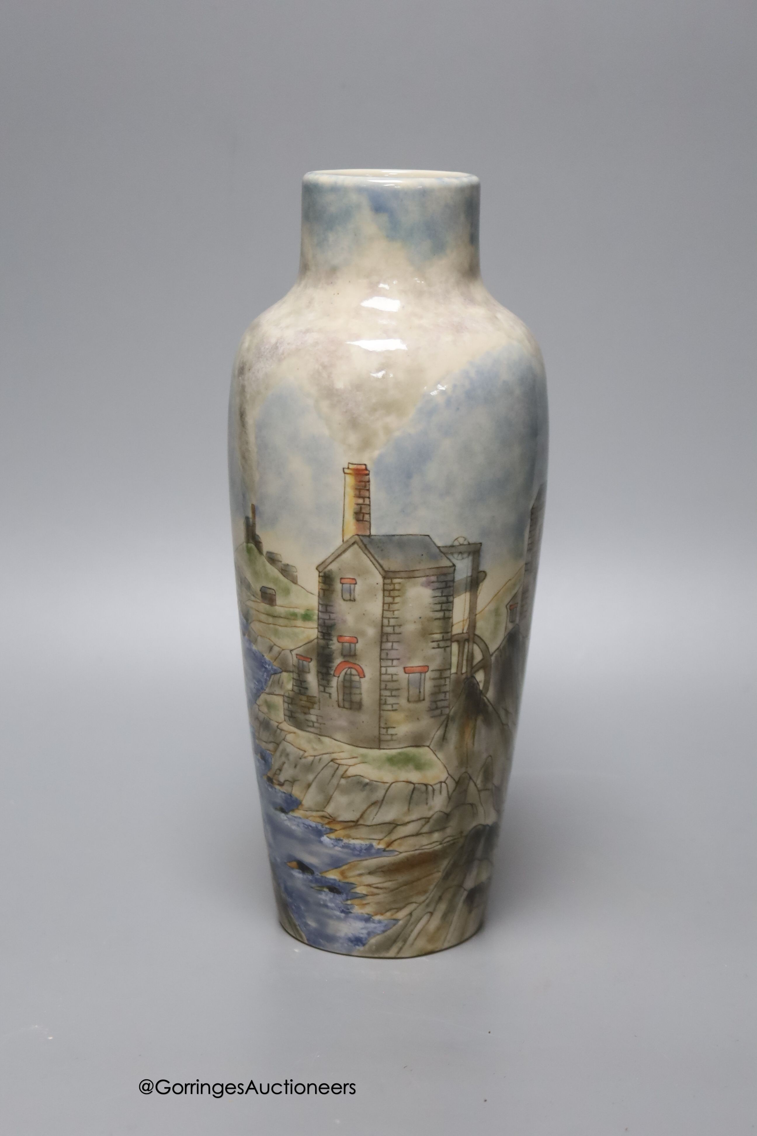 A Cobridge 'Cornish tin mines' vase, 60/150, height 28cm